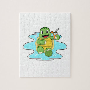 Schildkröte mit Drink in Wasser Puzzle