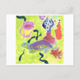 Schildkröte mit einer Tasse Tee auf der Postkarte