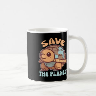 Schildkröte mit Erdumweltschutz Gerettet Kaffeetasse