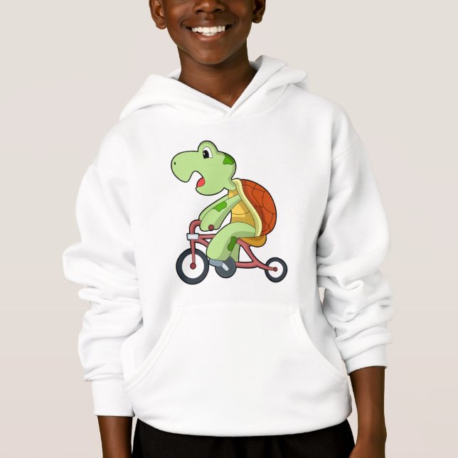 Schildkröte mit Fahrrad Hoodie (Vorderseite)