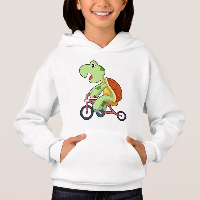 Schildkröte mit Fahrrad Hoodie (Vorderseite)
