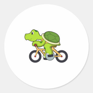 Schildkröte mit Fahrrad.PNG Runder Aufkleber