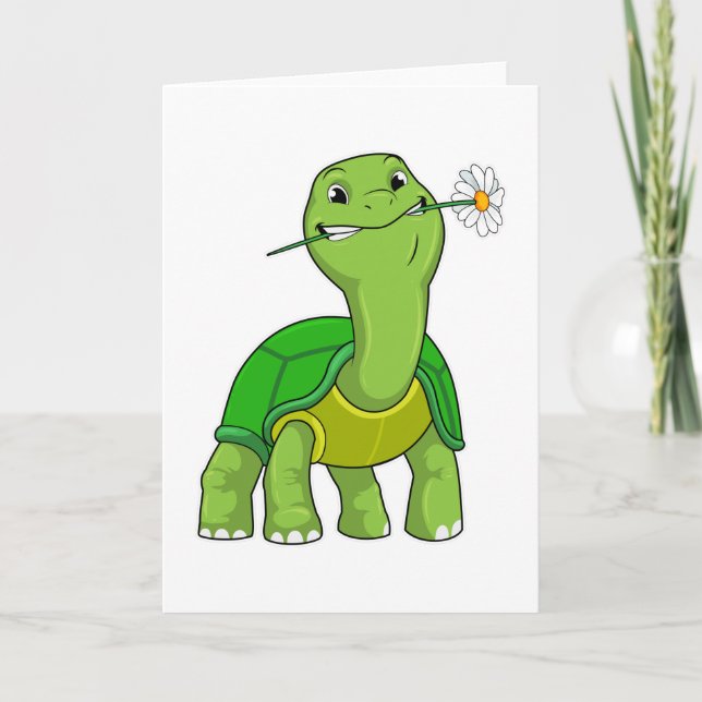 Schildkröte mit Gänseblume Karte (Vorderseite)