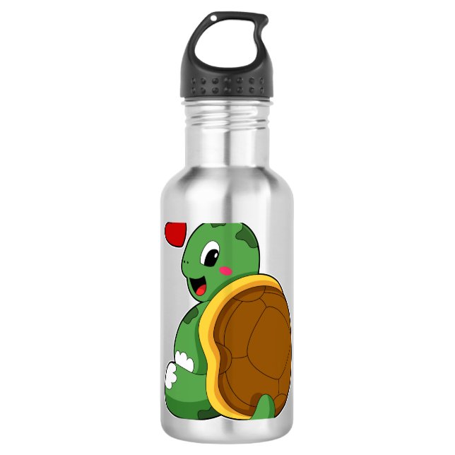 Schildkröte mit Herz Edelstahlflasche (Vorderseite)