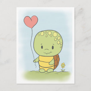 Schildkröte mit Herzballon Postkarte