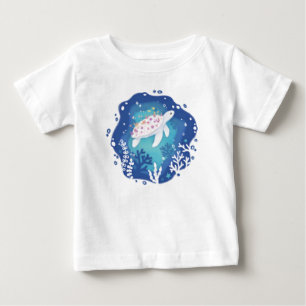 Schildkröte mit Korallen in Ocean Paper Art Illust Baby T-shirt