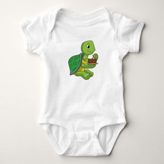 Schildkröte mit Kuchen Baby Strampler (Vorderseite)