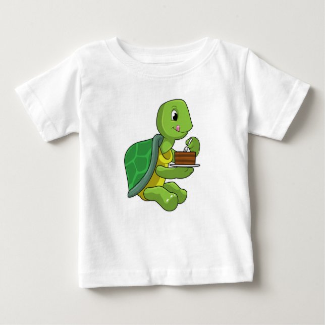 Schildkröte mit Kuchen Baby T-shirt (Vorderseite)