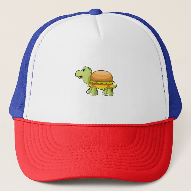 Schildkröte mit Muschel als Burger.PNG Truckerkappe (Vorderseite)