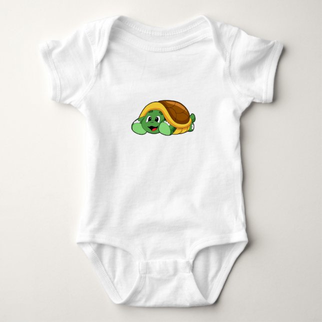 Schildkröte mit Muschel als Deckeln Baby Strampler (Vorderseite)