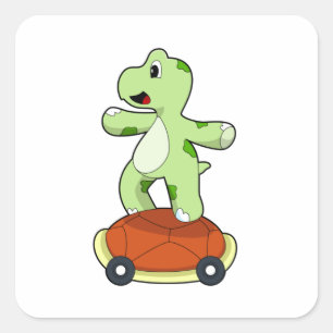 Schildkröte mit Muschel als Skateboard Quadratischer Aufkleber
