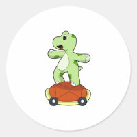 Schildkröte mit Muschel als Skateboard