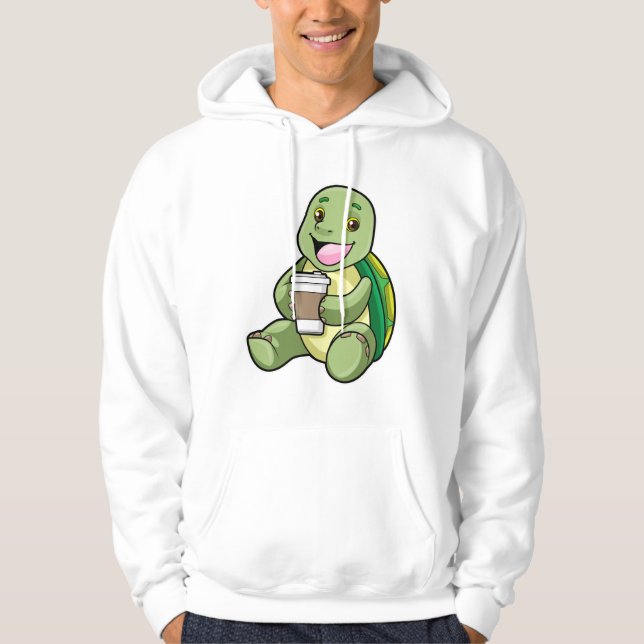 Schildkröte mit Muschel und Kaffee zum Mitnehmen Hoodie (Vorderseite)