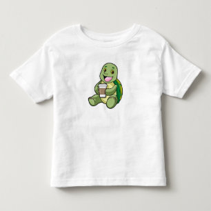 Schildkröte mit Muschel und Kaffee zum Mitnehmen Kleinkind T-shirt