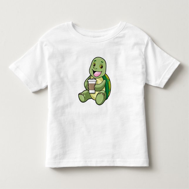 Schildkröte mit Muschel und Kaffee zum Mitnehmen Kleinkind T-shirt (Vorderseite)