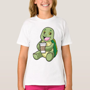 Schildkröte mit Muschel und Kaffee zum Mitnehmen T-Shirt