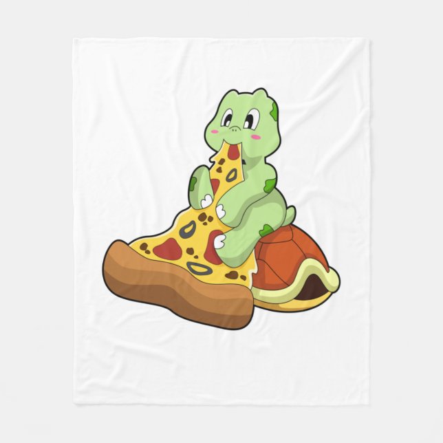 Schildkröte mit Pizza Fleecedecke (Vorderseite)