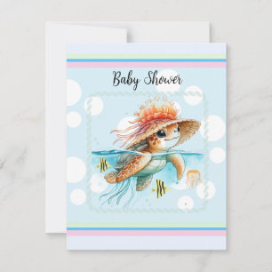 Schildkröte mit Quallen-Hut Baby Shower Einladung