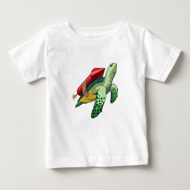 Schildkröte mit Rakete Baby T-shirt (Vorderseite)
