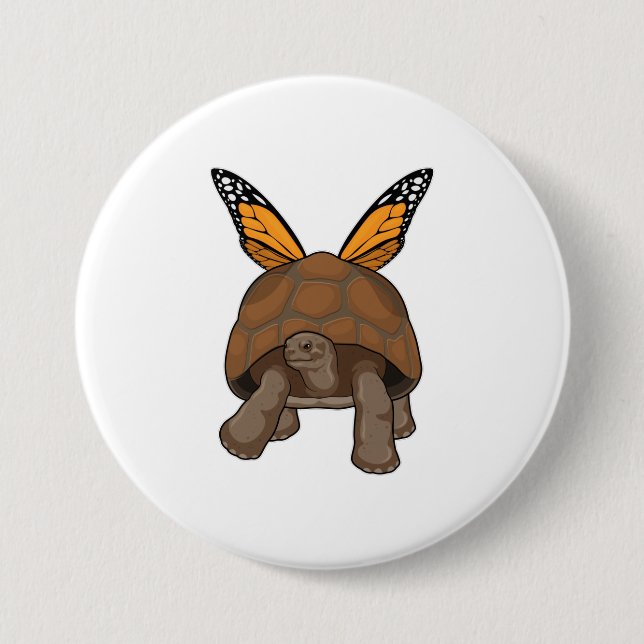 Schildkröte mit Regenbogenfarben Button (Vorderseite)