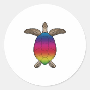 Schildkröte mit Regenbogenfarben Runder Aufkleber