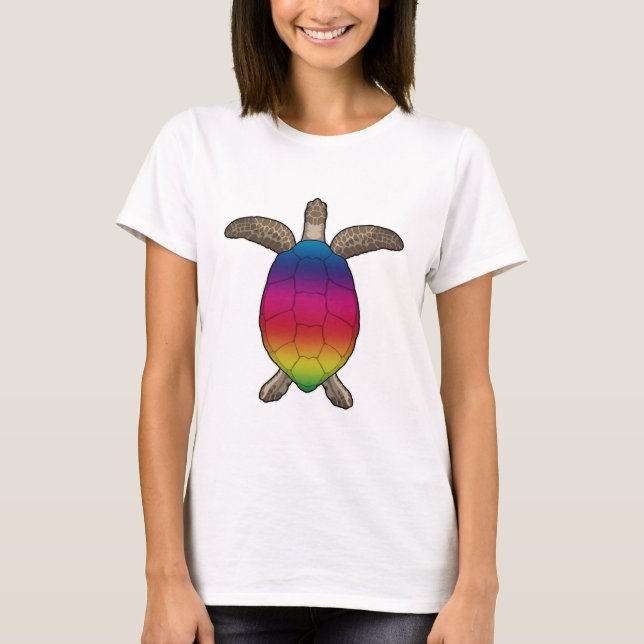 Schildkröte mit Regenbogenfarben T-Shirt (Vorderseite)