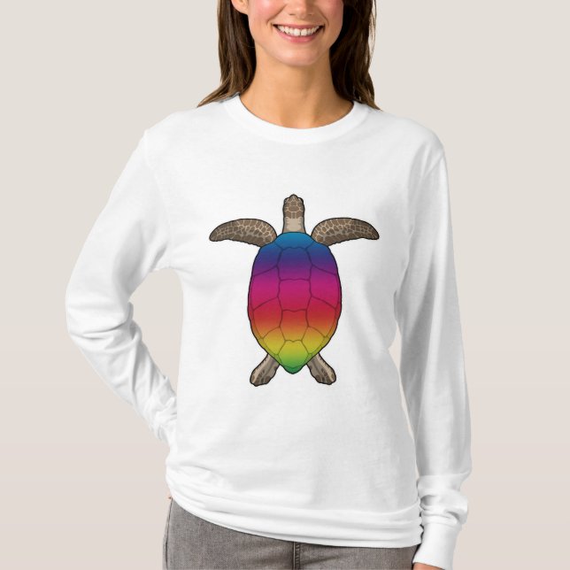 Schildkröte mit Regenbogenfarben T-Shirt (Vorderseite)