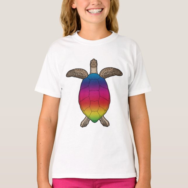 Schildkröte mit Regenbogenfarben T-Shirt (Vorderseite)