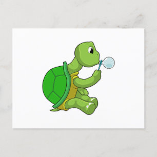 Schildkröte mit Seifenblasen Postkarte