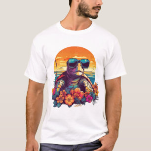 Schildkröte mit Sonnenbrille am Strand T-Shirt
