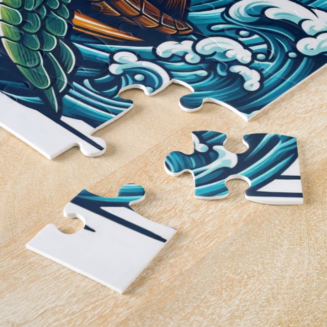 Schildkröte mit Sonnenbrille Surfpuzzle Puzzle (Seite)