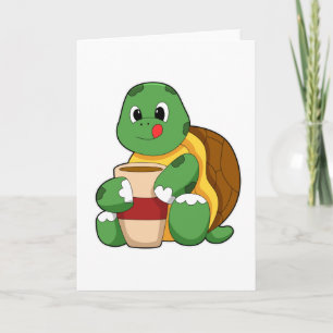 Schildkröte mit Tasse Kaffee Karte