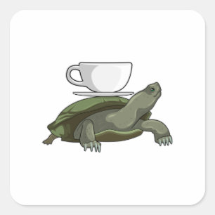 Schildkröte mit Teacup Quadratischer Aufkleber