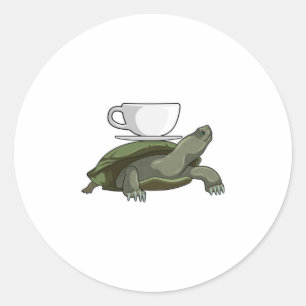 Schildkröte mit Teacup Runder Aufkleber