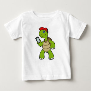 Schildkröte mit Telefon und Hut Baby T-shirt