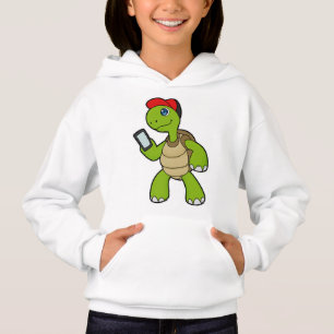 Schildkröte mit Telefon und Hut Hoodie