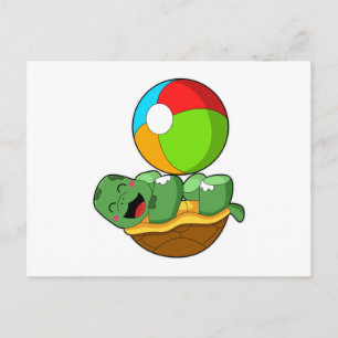 Schildkröte mit Wasserball Postkarte