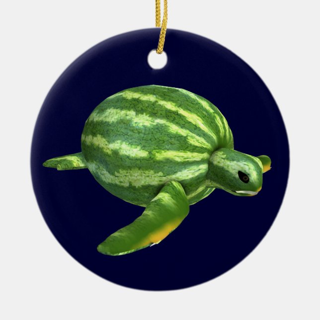 Schildkröte mit Wassermelone Keramik Ornament (Vorne)