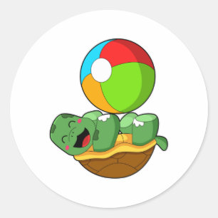 Schildkröte mit Wasserpolo Runder Aufkleber