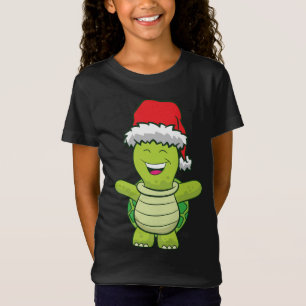 Schildkröte mit Weihnachtsmannmütze Niedlich Turtl T-Shirt