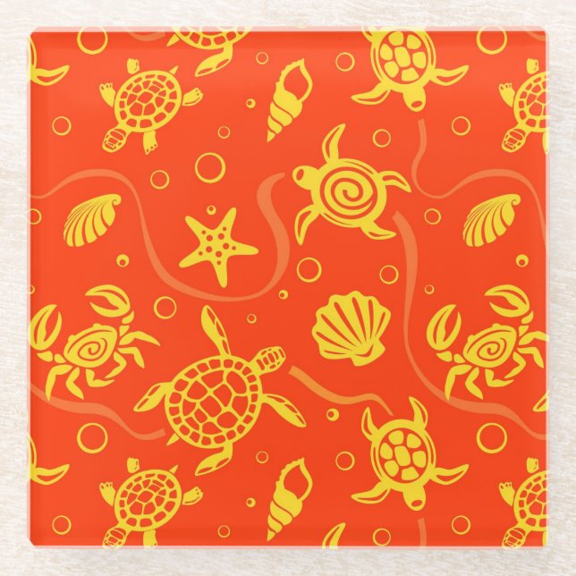 Schildkröte-Muster Glasuntersetzer (Vorderseite)