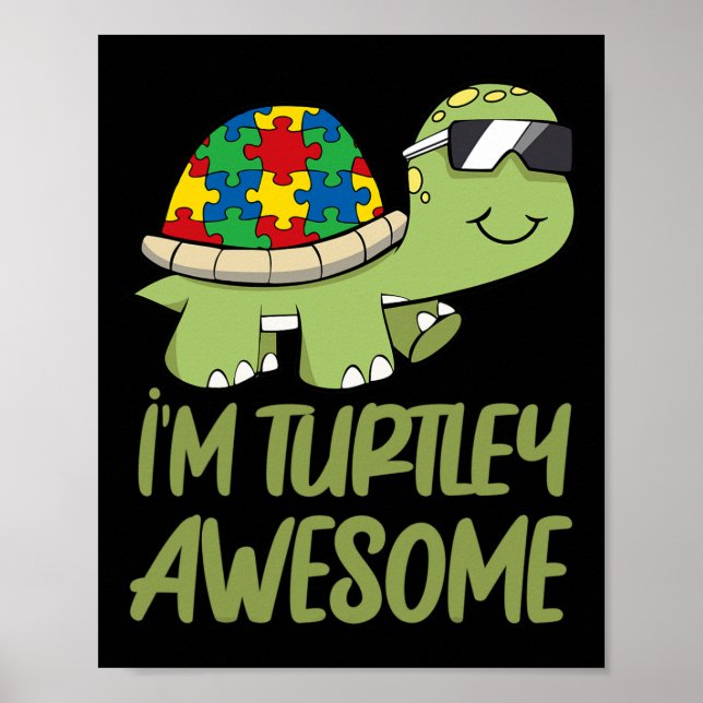 Schildkröte Phantastisch Autismus Bewusstsein Puzz Poster (Vorne)