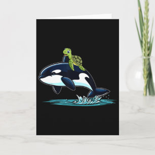 Schildkröte Reitender Orca-Kostüm Meerestielliebha Karte