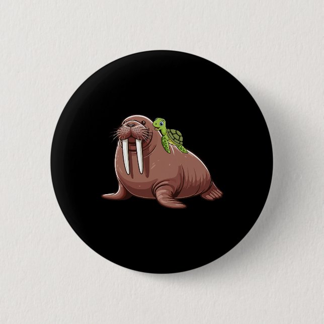 Schildkröte Reitendes Walross Kostüm Meerestier Li Button (Vorderseite)