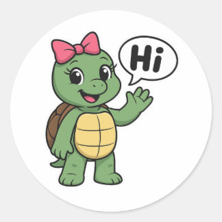 Schildkröte sagt Hallo Runder Aufkleber