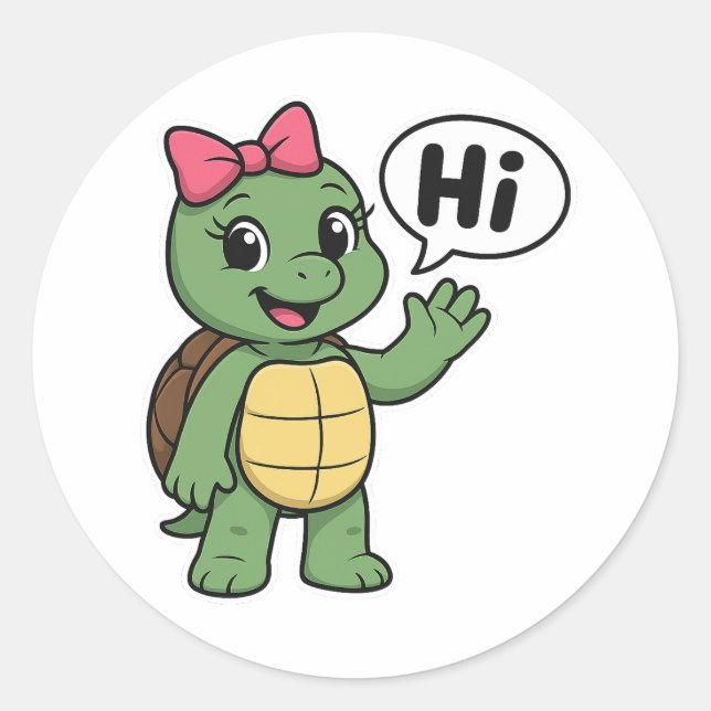 Schildkröte sagt Hallo Runder Aufkleber (Vorderseite)