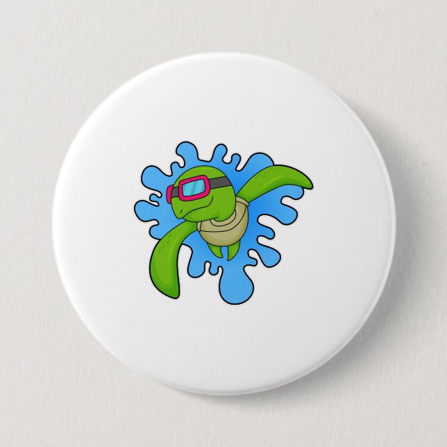 Schildkröte Schwimmen Schwimmbrille Button (Vorderseite)
