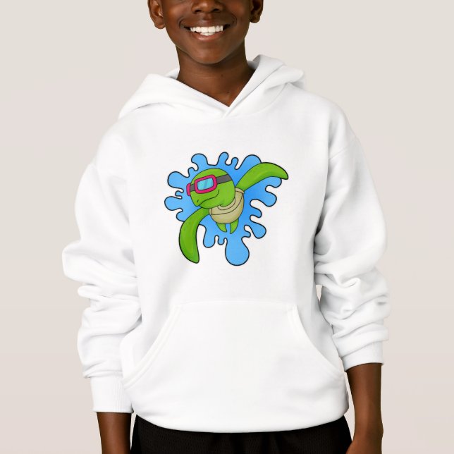 Schildkröte Schwimmen Schwimmbrille Hoodie (Vorderseite)