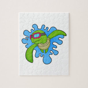 Schildkröte Schwimmen Schwimmbrille Puzzle