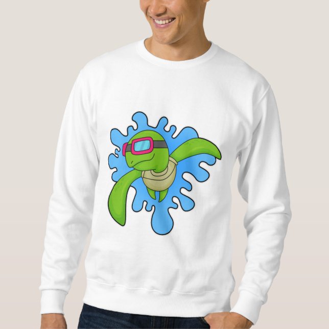 Schildkröte Schwimmen Schwimmbrille Sweatshirt (Vorderseite)